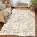 3x4 Washable Neutral Area Rug Beige Vintage Entryway Office Carpet Non-Slip by WondRg