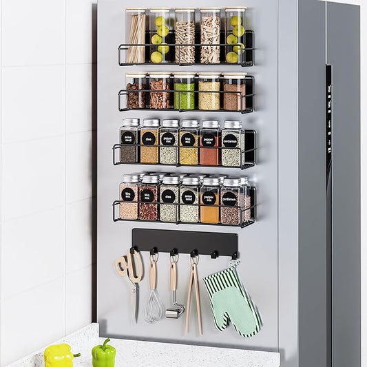 Mystozer 5 Pack Moveable Magnetic Spice Rack Organizer by Mystozer