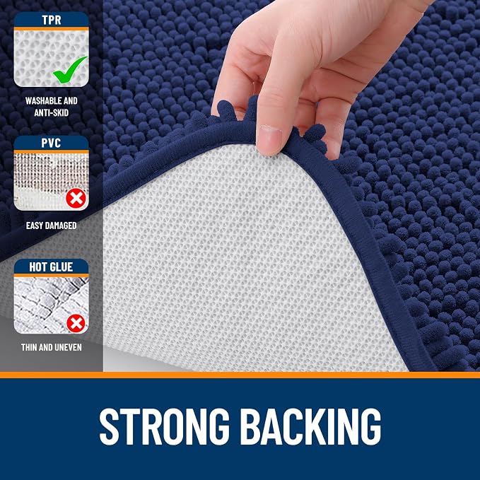 OLANLY Bathroom Rugs 35x24, Extra Soft Absorbent Chenille Bath Rugs, Rubber - Image 6