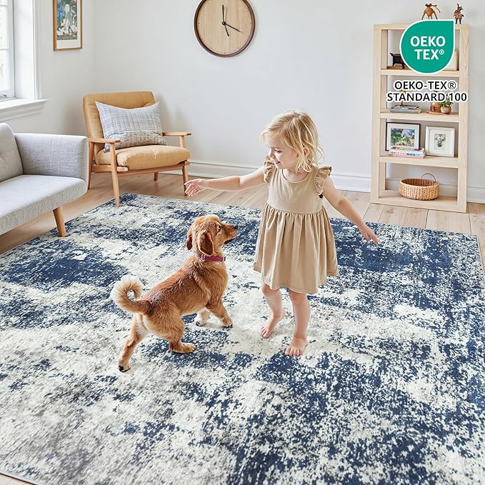Area Rugs 10x14 Living Room: Large Soft Washable Rug Modern Abstract Anti-Skid - Image 5
