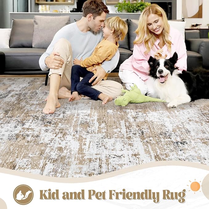 XLUEZ 8x10 Area Rugs for Living Room, Washable Modern Abstract Large Area Rug - Image 3