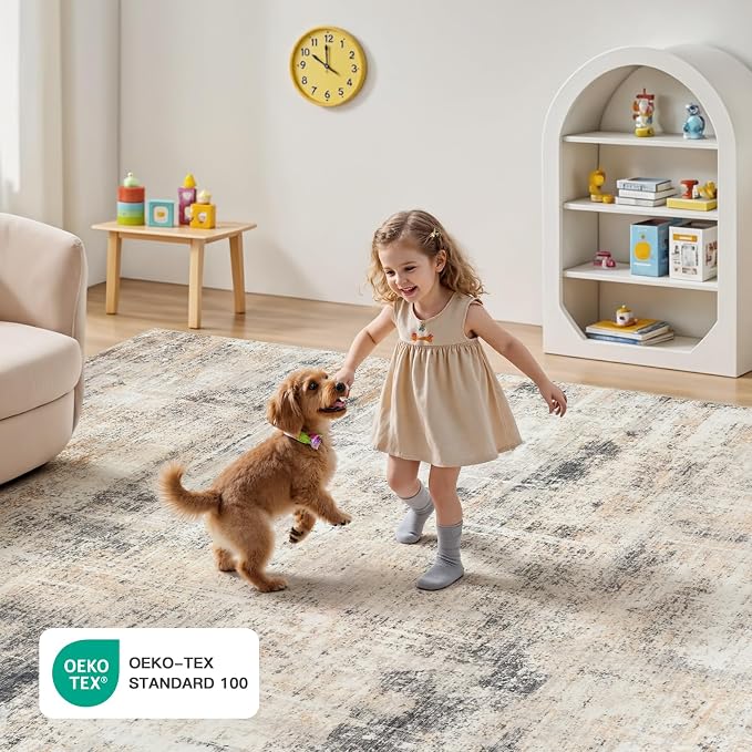 Lofus 6x9 Area Rug for Living Room, Neutral Modern Washable Carpet for Bedroom - Image 5