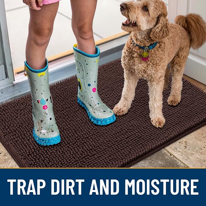 Smiry Dog Door Mat for Muddy Paws 47x32, Absorbent Dirt Trapper, Non-Slip - Image 3