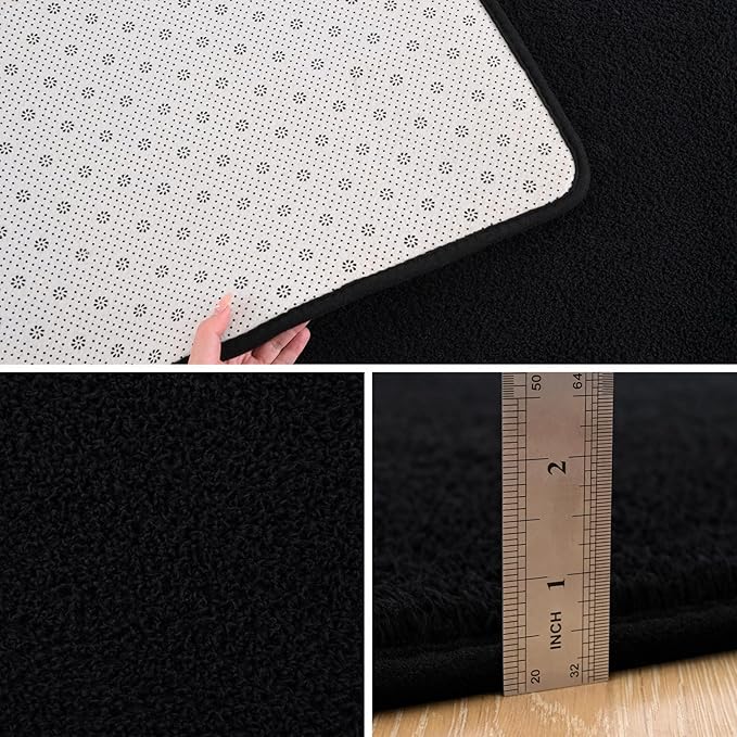 Pettop 4x6 ft Black Area Rugs for Bedroom Living Room, Washable Memory Foam - Image 4