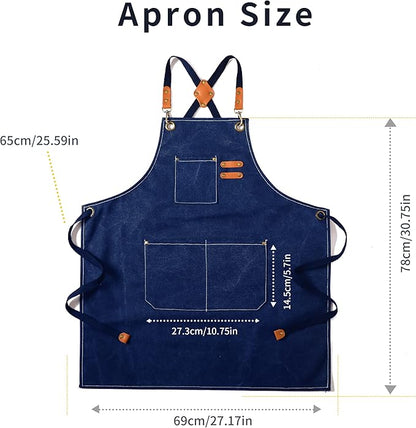 Tosewever Canvas Cross Back Chef Cotton Aprons - Image 6