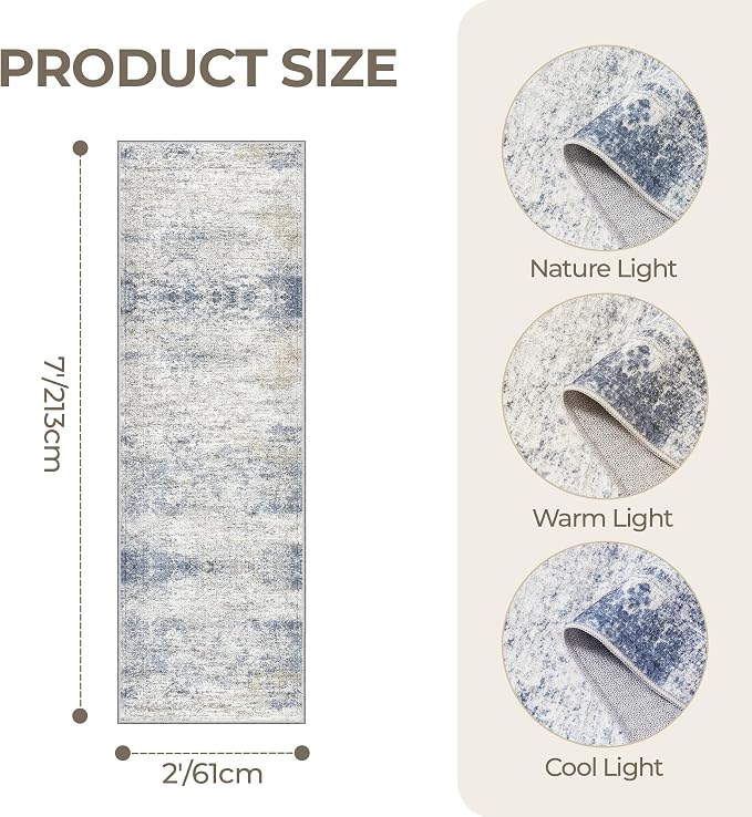 2x7 Runner Rug Non Slip, Thin Entryway Washable Rug - Image 2
