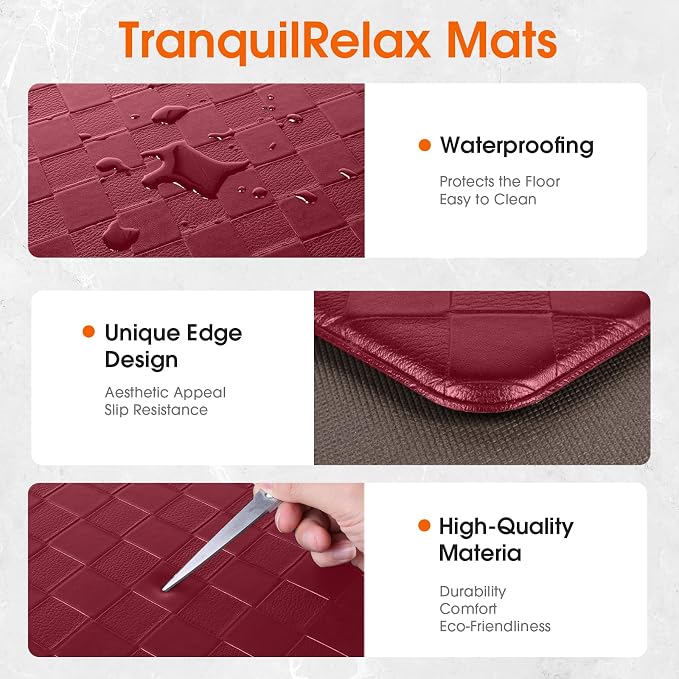 TranquilRelax 2-Piece Anti-Fatigue Kitchen Mats, Cushioned Non-Slip Waterproof - Image 3