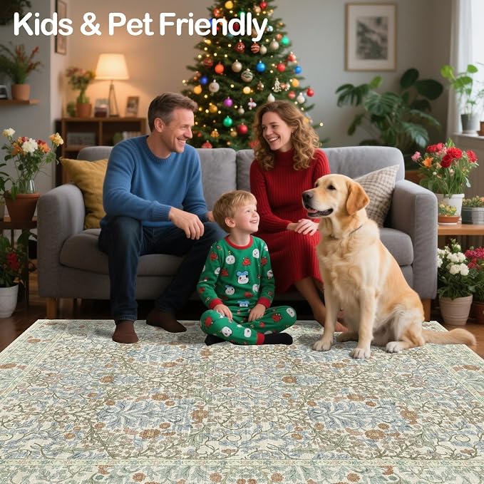 4x6 Area Rug for Bedroom Beside Rug, Laundry Room, Washable Non-Slip Low Pile - Image 4