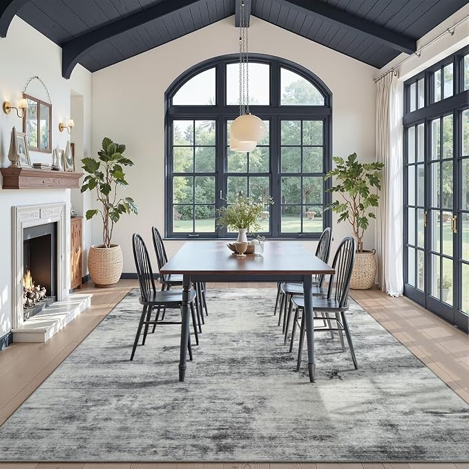 Toneed Abstract Area Rug 7x9 Modern Washable Rug Soft Non Slip Rug Low Pile - Image 3