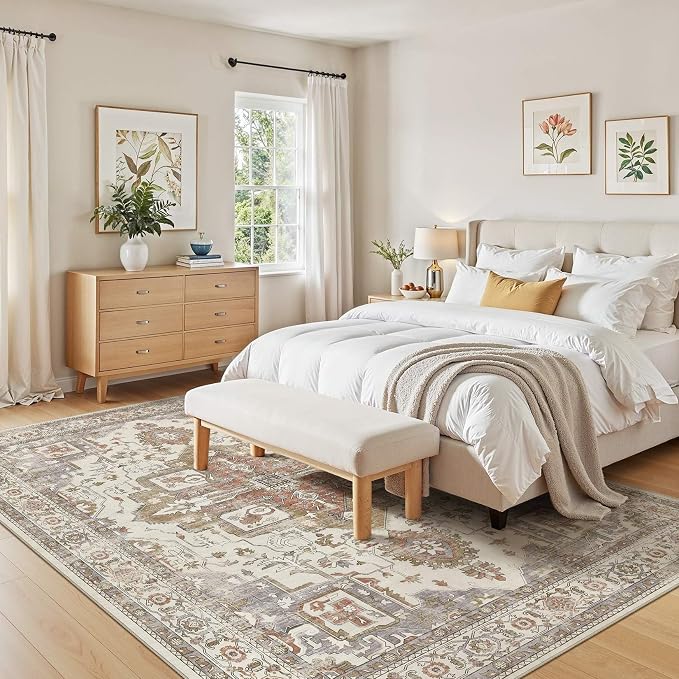 7x9 Washable Area Rugs for Living Room, Large Rug Non Slip Backing Vintage - Image 5
