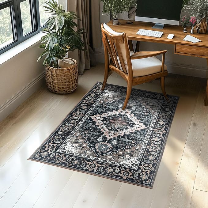Lessymo 3 x 5 Area Rugs for Living Room, Machine Washable Area Rugs Boho Faux - Image 3
