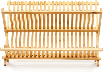 RoyalHouse Premium Natural Bamboo Dish Rack, Collapsible Dish Drainer, Foldable - Image 7