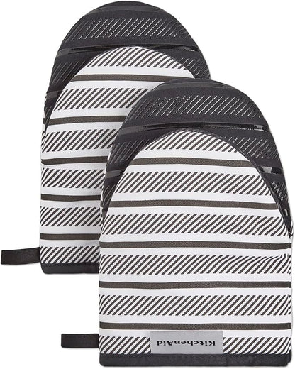 KITCHENAID Albany Mini Oven Mitt 2-Pack Set, Matte Black by KitchenAid