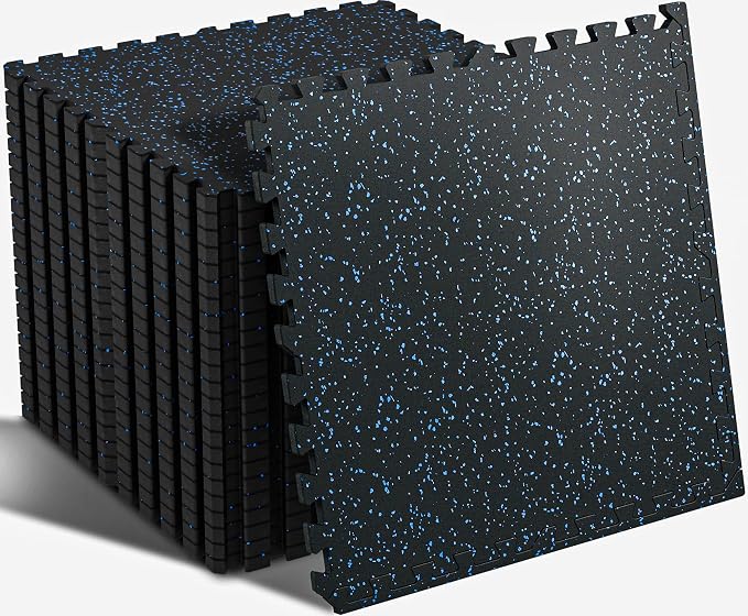 SUPERJARE 0.56'' Thick 12 Pcs 48 Sq Ft Rubber Top Exercise Equipment Mats by SUPERJARE