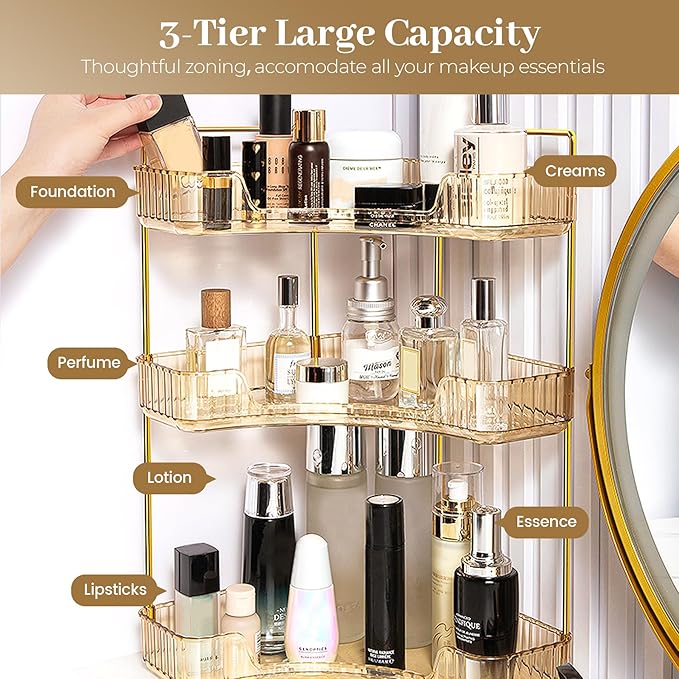 Aveniee Corner Bathroom Counter Organizer, Bathroom Countertop Shelf Makeup - Image 2