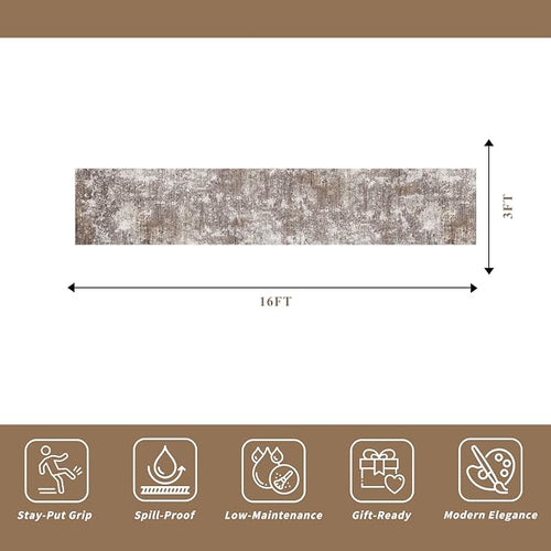 3x16 ft Non-Slip Hallway Runner Rug Washable Rubber Backed Large Carpet Runner - Image 2