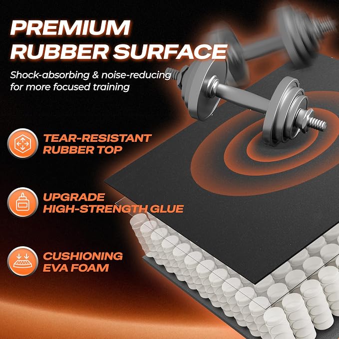 SUPERJARE 0.56'' Thick 36 Pcs 144 Sq Ft Rubber Top Exercise Equipment Mats - Image 5
