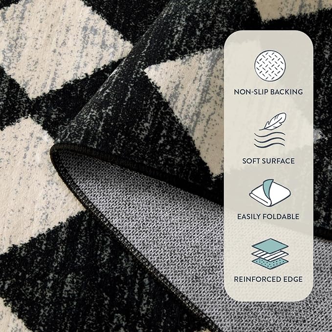 Lahome Zelie Washable Kitchen Runner Rug, 2x7 Black and White Hallway Bathroom - Image 6