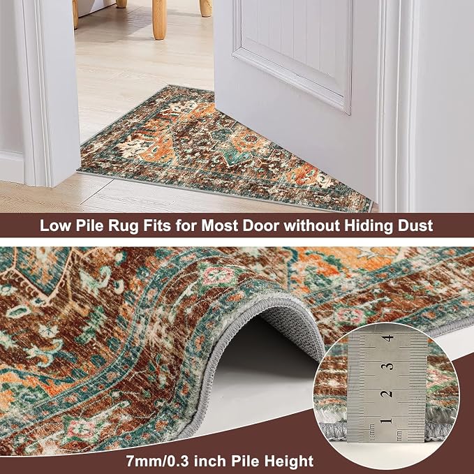 Yamaziot Washable Runner Rug, 3x14 Non-Slip Boho Vintage Hallway Rug Runner - Image 3