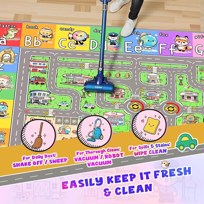 Kids Road Rug for Playroom, 5x7 Kids Car Rug Play Mat - Image 6