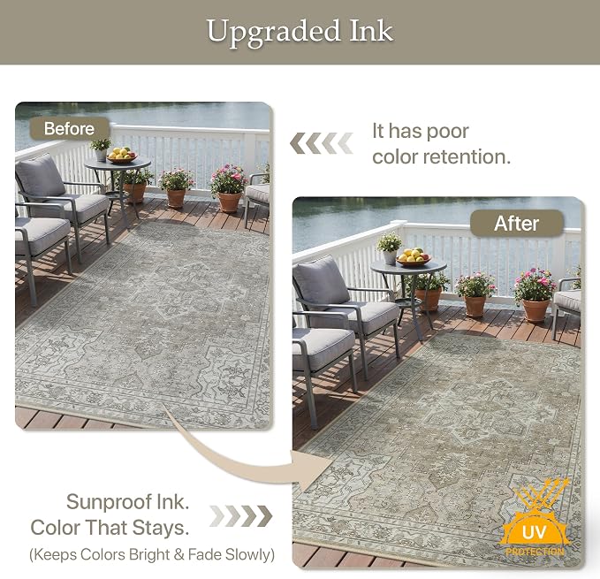 GENIMO Outdoor & Indoor Area Rug 5'x8', Waterproof, Non-Shedding, Easy Cleaning - Image 5