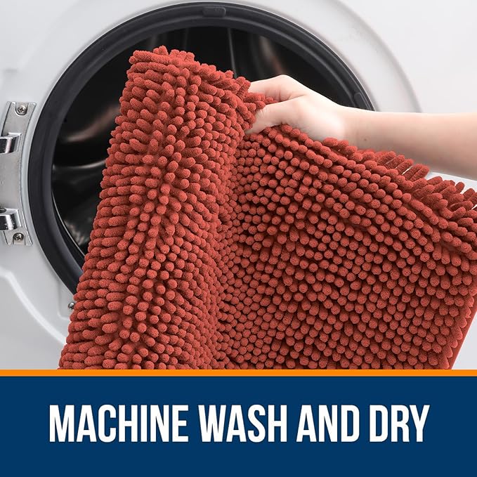 OLANLY Bathroom Rugs 30x18, Extra Soft Absorbent Chenille Bath Rugs, Rubber - Image 5