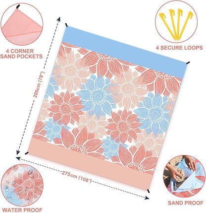 HIHOHO Beach Blanket Waterproof Sandproof Extra Large Beach Mat 79" X - Image 2