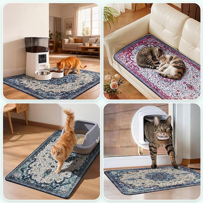 Hompet Cat Litter Mat 2 Pack, 24.8x54 Large Machine Washable Trapping Mats - Image 4