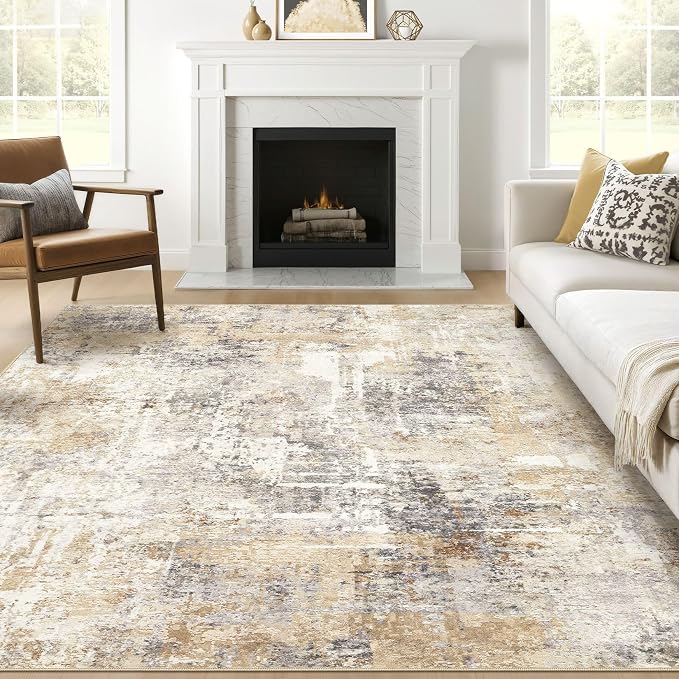 Square Rug 8x8 Living Room: Large Washable Abstract Modern Soft Area Rug Stain by LOONGRUG