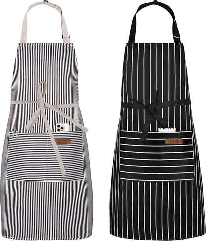 Serrenf 2 Pack Apron, Cooking Kitchen Aprons, Adjustable Bib Apron by serrenf
