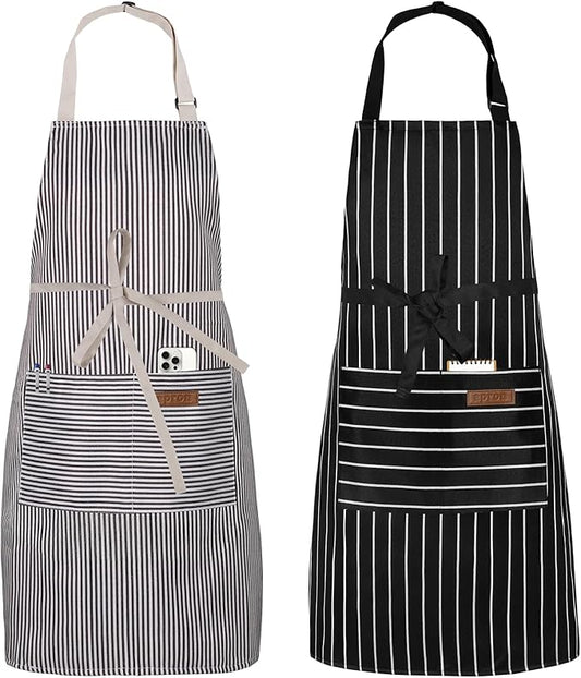 Serrenf 2 Pack Apron, Cooking Kitchen Aprons, Adjustable Bib Apron by serrenf