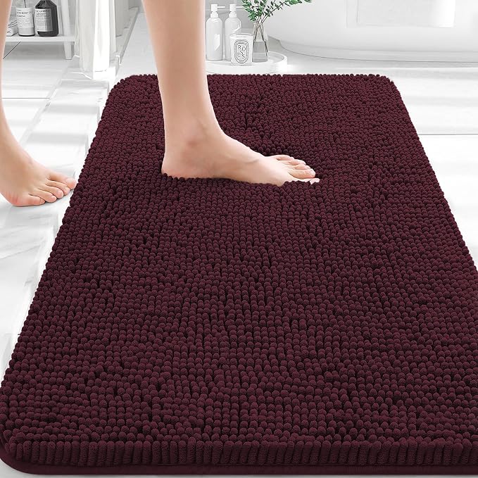 OLANLY Bathroom Rugs 36x24, Extra Soft Absorbent Chenille Bath Rugs, Rubber by OLANLY