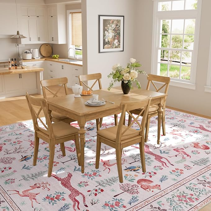 DUKINO 5x7 Rug, Washable Animal Living Room Rug - Image 6