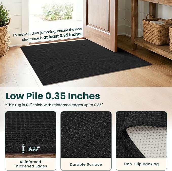 KOZYFLY Black 3x6 Washable Runner Rug, Non Slip Wide Runners - Image 4