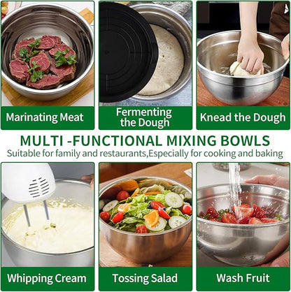 WEPSEN Mixing Bowls Set, Large Nesting Bowls 7, Measuring Cups and Spoons - Image 8