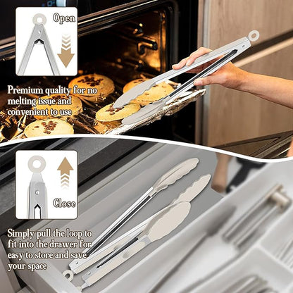 TeamFar Kitchen Tongs, Heat Resistant Silicone Tongs, Locking Design & - Image 6