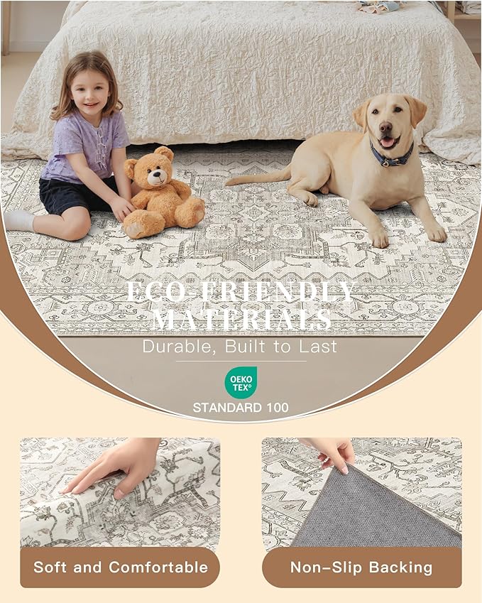 Madane Hallway Runner Rug 2'6''x14', Non Slip Vintage Runners - Image 5