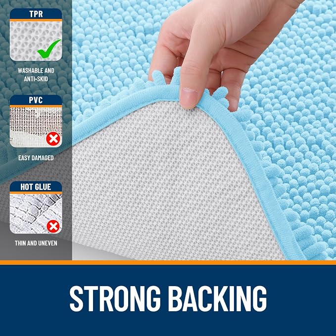 OLANLY Small Bathroom Rugs 24x16, Extra Soft Absorbent Chenille Bath Rugs - Image 6
