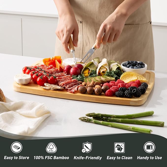 Bamboo Cutting Board Set Non Slip Feet Over Sink Acrylic Counter Lip Glass - Image 7