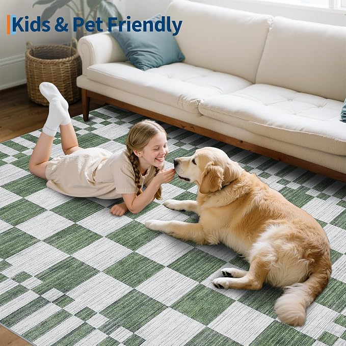GarveeHome 2×5 Kitchen Runner Rug Non Slip, Sage Green Checkered Rug, Washable - Image 8