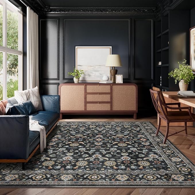 Washable Area Rugs for Living Room: 6x9 Bedroom Rug Vintage Boho Area Rug Stain - Image 7