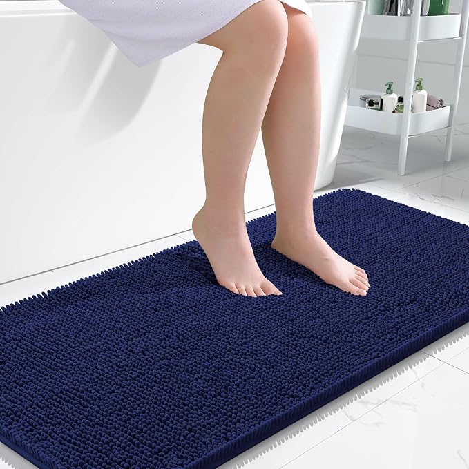 OLANLY Large Bathroom Rugs 45x27, Soft Absorbent Chenille Bath Rugs, Rubber by OLANLY