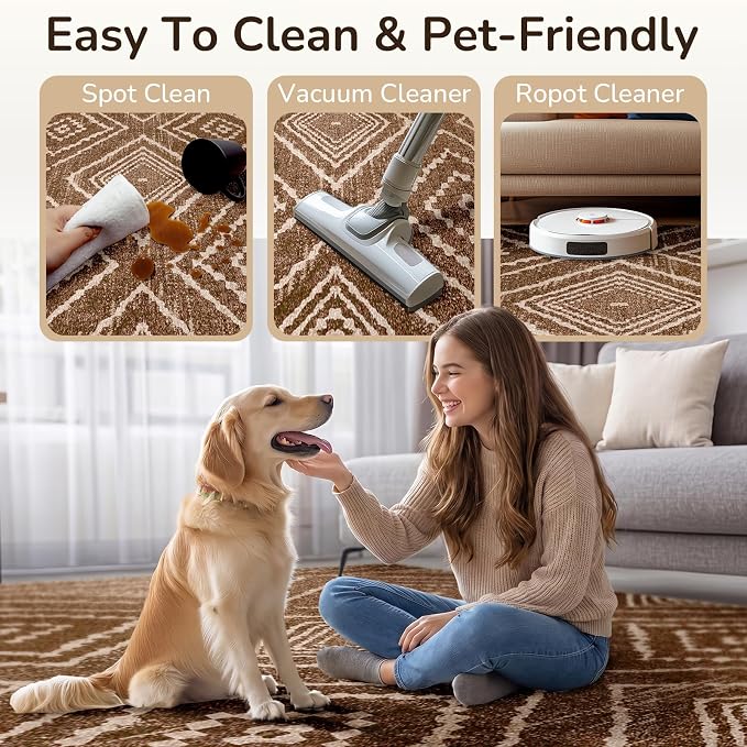 BESTSWEETIE Area Rug 10x12Rug Machine Washable Non-Slip Low Pile Print Pattern - Image 6
