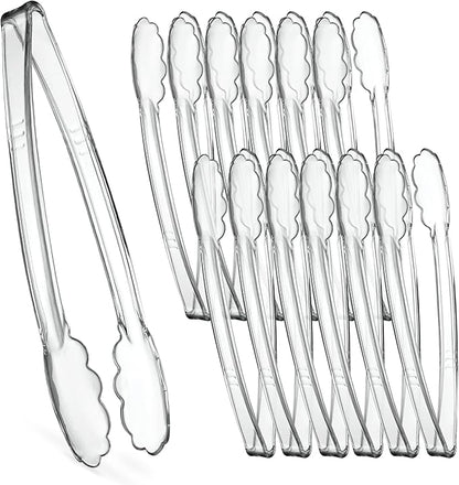 Plasticpro 12'' Serving Tongs Heavy Duty Reusable Kitchen and BBQ Clear Serving by PLASTICPRO