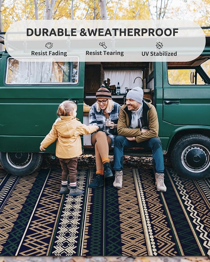 MontVoo Outdoor Rug Carpet Waterproof-Patio Rug Mat 8x10 Reversible RV Outdoor - Image 4