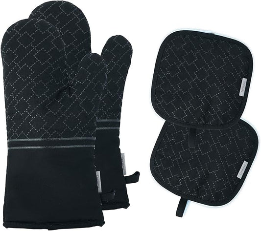 4Pcs Oven Mitts and Pot Holders Set, 572F Heat Resistant Oven Glove, Soft by Tormays