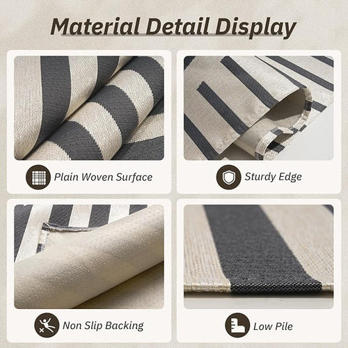 AMOAMI Outdoor Rug Patio Rug 5x8 ft Quick Dry Flatweave Textured Machine - Image 2