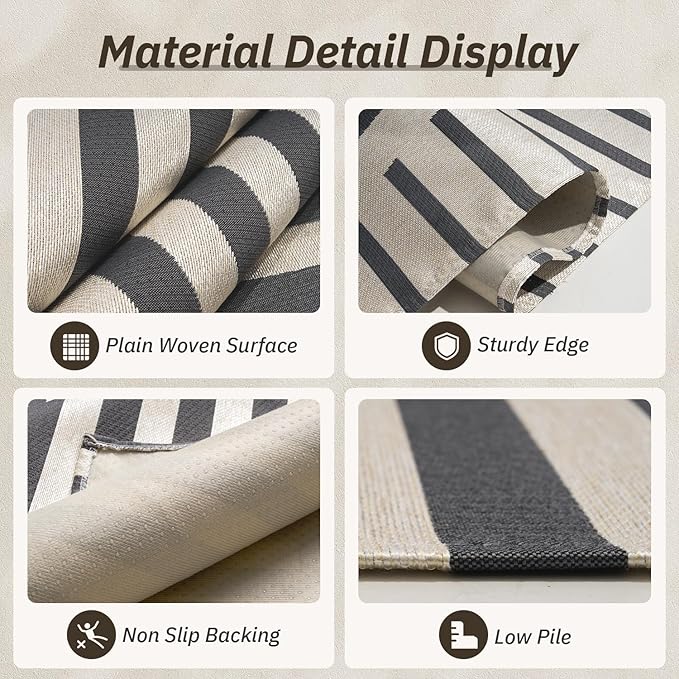 AMOAMI Outdoor Rug Patio Rug 8x10 ft Quick Dry Flatweave Textured Machine - Image 3