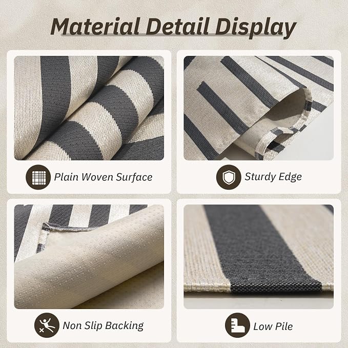 AMOAMI Outdoor Rug Patio Rug 6x9 ft Quick Dry Flatweave Textured Machine - Image 3