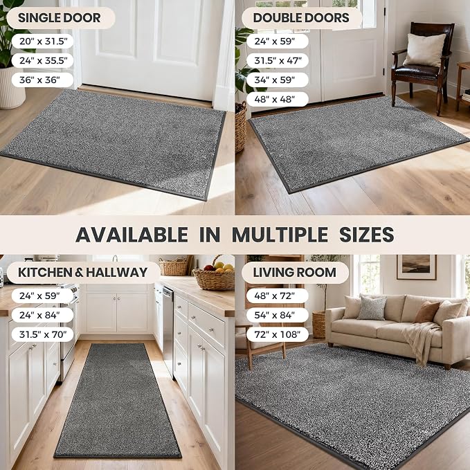 PURRUGS Dirt Trapping Door Mat 48" x 48", Non-Slip Machine Washable Entryway Rug - Image 9